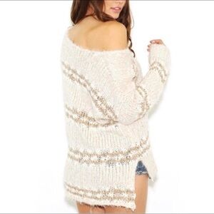 FREE PEOPLE Wool Linus Eyelash Sweater Earthtone Boho Soft Academia Slouchy Knit